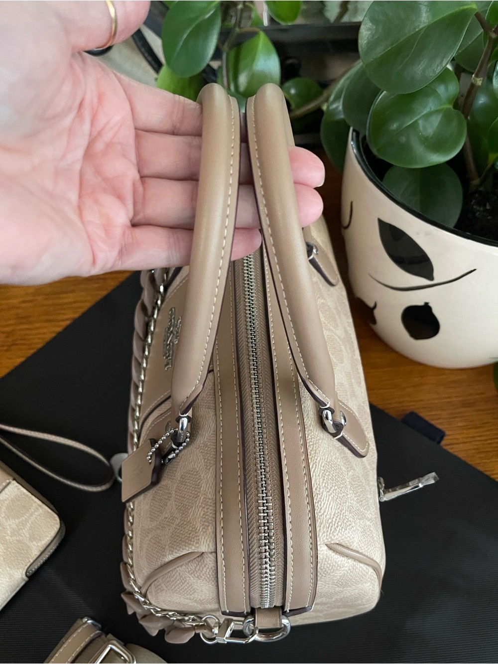 Coach Rowan Satchel with Stipe & NWT Matching Wristlet - Picture 7 of 12